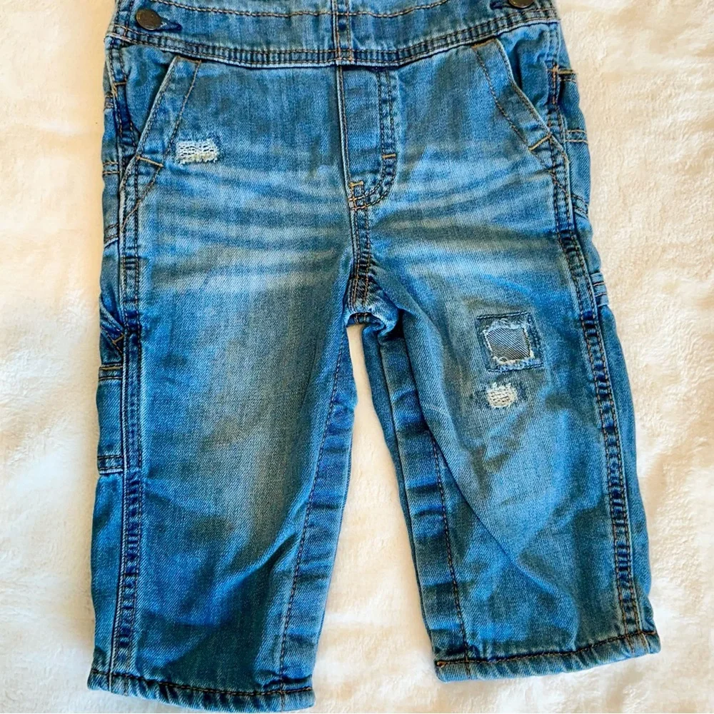 OshKosh B'gosh Distressed Blue Overalls - Size: 18 Months